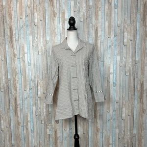 Habitat XS Striped Asymmetrical Chopstick Button Down Shirt Top Blouse Lagenlook